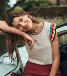 BODEN Josie Frilled Linen Tank XS 100%LINEN