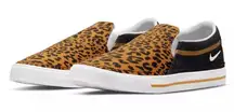 New! NIKE Women's Court Legacy Leopard Print Slip-on Sneakers Shoes Brown 6