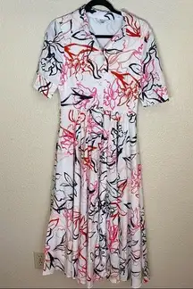 Badgley Mischka NWOT  Vaca cocktail floral print shirt midi dress