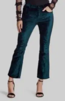Free People High Time Velvet Kick Flare Pants – Jewel Green Boot Crop Sz 27💛