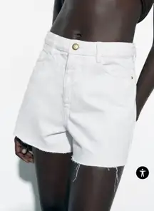 White High Rise Denim Shorts