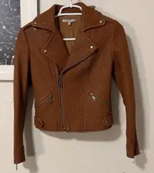 Rebecca minkoff textured brown lamb skin leather jacket