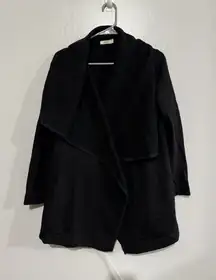 UGG Brand Janni Fleece Cardigan Open Front Draped Sweater W/ Pockets Black M