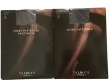Talbots sheer patterned black pantyhose size A women’s hosiery sheer toe 2 count
