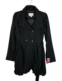 XHILIRATION‎ Black Wool Blend Pea Coat Women’s Size Large Outerwear Winter NWT