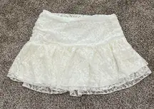 Dizzire White Lace Drop Waist Layered Mini Skirt Medium LoveShackFancy Style