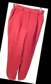 Style & Co. Women's Straight Leg Pants Silk Pleated Lined Pink Salmon Size 6P-EU