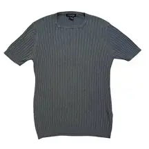 Kenneth Cole Ribbed Grey Sweater Top Size Medium