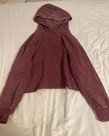 Washed Cropped Hoodie Maroon