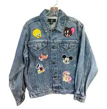 Warner Bros. looney Tunes Denim Trucker Jacket Sz XS Oversized