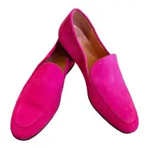 J. Crew Cecile smoking slipper in hot pink suede 6