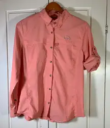 L.L. Bean Women's Coral UPF 50 Plus Sun Protection Long Sleeve Shirt Small