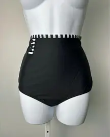 Unique Vintage Black High-waist Control Bikini Bottom 1X