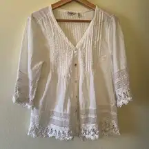 True Grit white pintuck crochet top