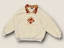 ★ Vintage 90’s Canada Embroidered Autumn Leaves Collard Sweatshirt ★