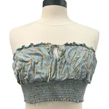 Garage Large Floral Smocked Crop Top