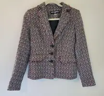 Karl Lagerfeld Pink and Black Tweed Blazer