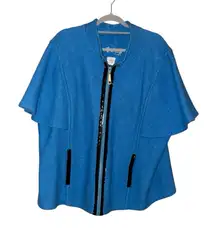 LAL Live‎ A Little Wool Zippered Swing Coat Jacket Sweater Vest Blue 3X