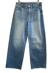 American Eagle Curvy Super High Rise Baggy Straight Jeans Womens 4 Short Strigid