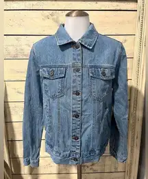 Forever 21 Gadsden Flag Patch Classic Blue Denim Jacket Size Small