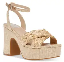 DV Dolce Vita Maggie Raffia Ankle Strap Platform Heel Sandals