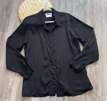 FLAX 100% rayon black button down shirt