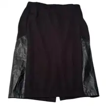 Mossimo Midi Skirt Black Textured Faux Leather Panels XXL