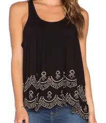 Free people shirt flowy tank top embroidery cutout medium boho hippie
