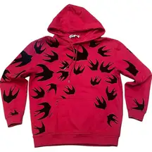 Alexander McQueen‎ McQ Red / Black Swallow Bird Graphic Hoodie Unisex XS