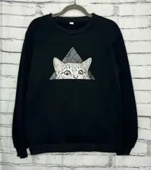 Black Cat Peek Graphic Sweatshirt Unisex XXL Crewneck Pullover Funny Casual Tee