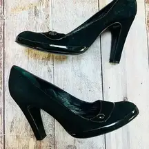 Marc Jacobs black suede thick‎ heels size 10 made in italy