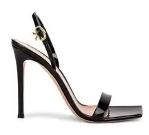 Gianvito Rossi Ribbon Stiletto Heels in Black, never worn, size 6.5, leather