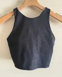 Athleta Black On Black Animal Print Conscious Crop‎ Tank Sport Bra Embossed XS