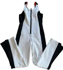 Topshop  SNO Ski Suit White And Black  Womens One Piece STRETCH Ski Bib sz 4