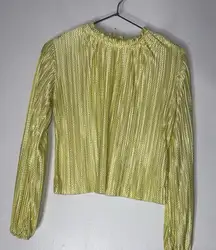 miss selfridge Satin Yellow Polka Dot Pleated Blouse Size‎ 4