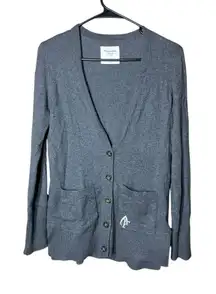 Abercrombie‎ & Fitch Y2K Gray Long Sleeve Cardigan Sweater Size XS