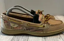 Sperry Top Sider Boat Shoes Angelfish Pink Plaid Leather Women’s Size 7.5M