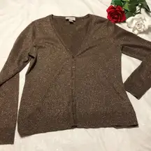 LOFT Brown Glitter Cardigan M