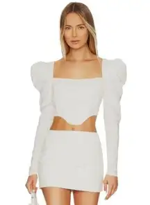 h:ours Mona Top in White Small New Womens Corset Blouse