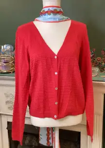 Draper James Red V-Neck Button-Up Cardigan