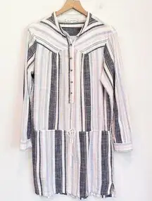 Xirena Sorento Striped Button Tie Tunic Dress Pink Size M