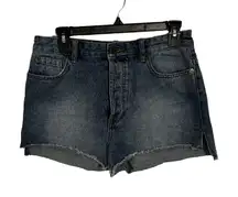 Amuse Society Denim Shorts High Waist‎ Frayed Hem Button Fly Blue Size 27
