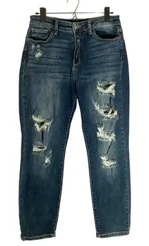 Judy Blue Boyfriend Fit Medium Wash Distressed Jeans Women's size 9 / 29