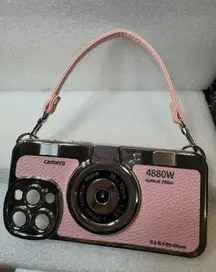 iPhone 15 Promax Case Pink Camera Style