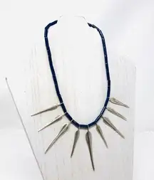 MMA Sterling silver, lapis lazuli Egyptian revival necklace, 33.6g