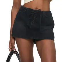 Princess Polly Amethysta Denim Skort in Black, Size US 8