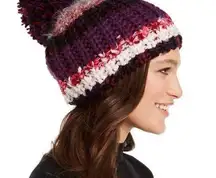 INC Color Blocked Mega-Pom Beanie “Berry” Hat