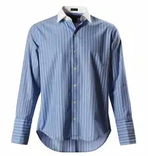 Ralph Lauren Striped Dress Shirt Women’s Size 4 White Collar Slim Fit Work