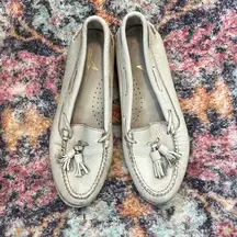 Sperry Top Slider White Leather Loafers Size 7.5