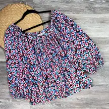 Floral printed balloon sleeve blouse